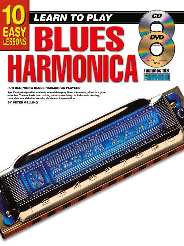 10 Easy Lessons LTP Blues Harmonica Book by Peter Gelling