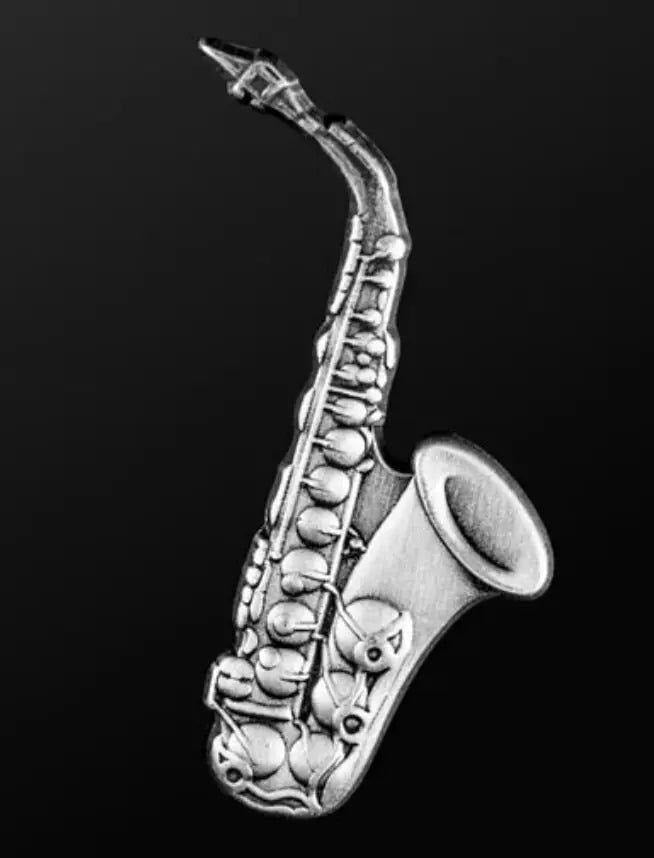 Musician Designer Silver Saxophone Pin
