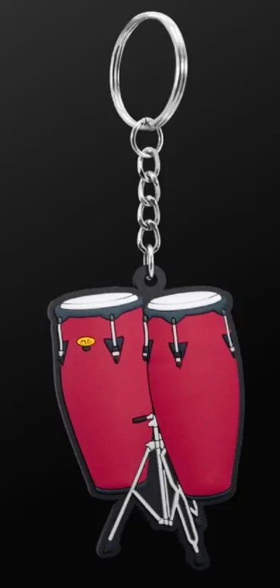 Musician Designer Conga Red Keyring - 3D Music Keychain, Durable PVC, Gift Envelope, Perfect for Keys and Bags