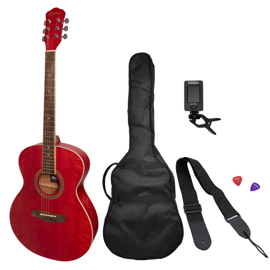 Martinez '41 Series' Folk Size Acoustic Guitar Pack - Pink