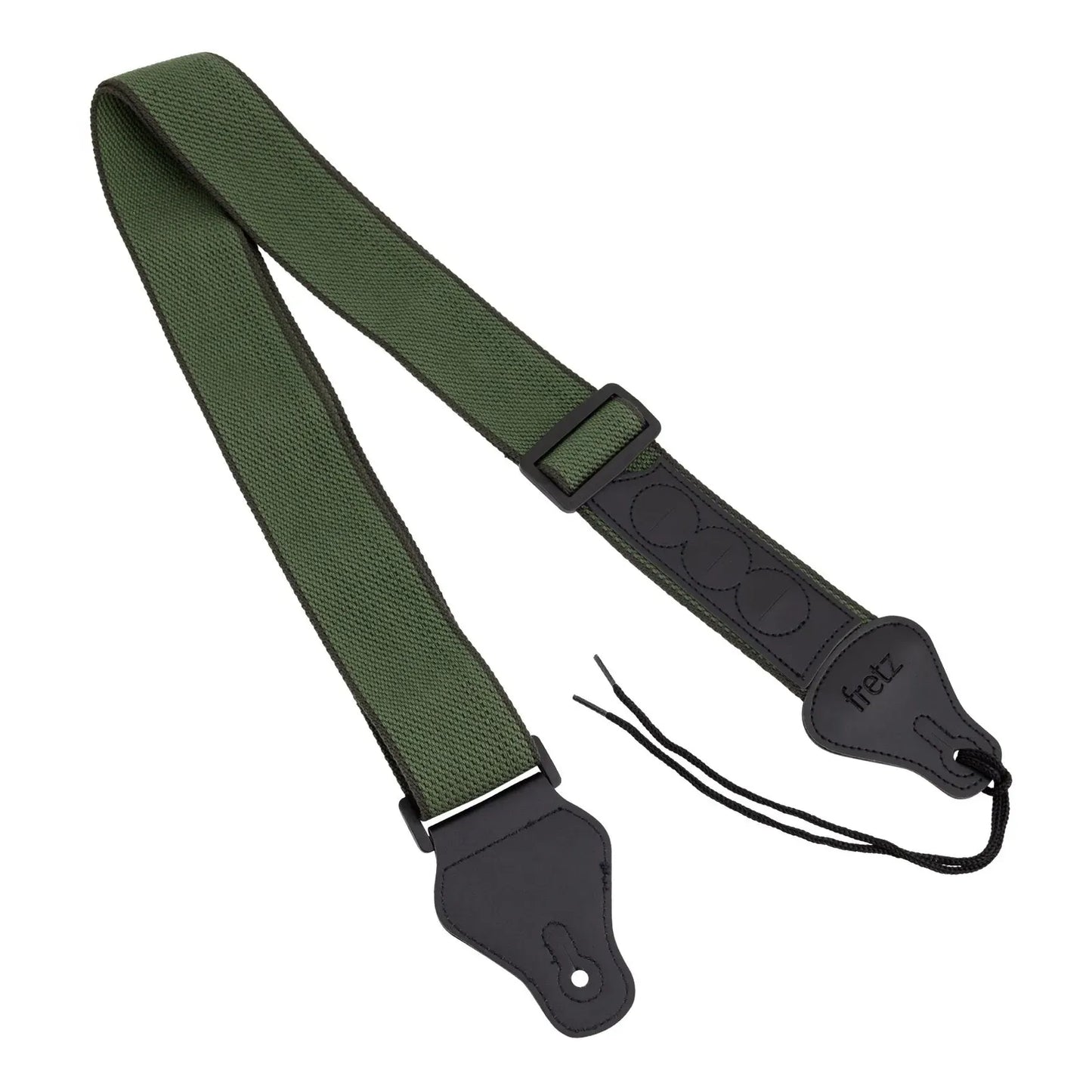 Fretz FGST-PCW25P Polyweb Cotton Guitar Strap with Pick Holder, Olive, 2" Wide, Adjustable up to 57"