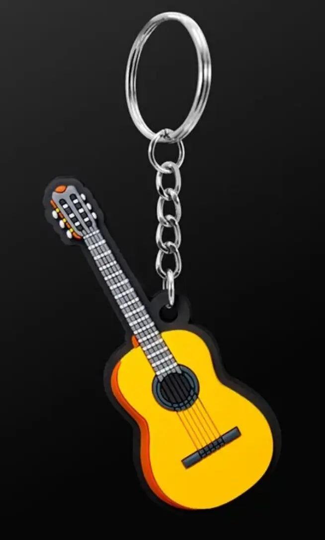 Musician Designer Classical Guitar Keyring - 3D Detail, PVC, Durable, Keychain, Gift Envelope, One in a Pack