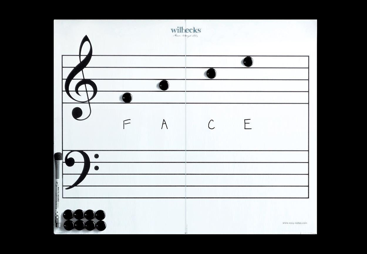Wilbecks Large Magnetic Staff Whiteboard 20x16 inches, Double-Sided, Foldable, Includes Whiteboard Pen and 12 Magnetic Buttons
