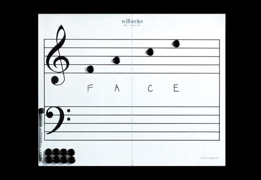 Wilbecks Large Magnetic Staff Whiteboard 20x16 inches, Double-Sided, Foldable, Includes Whiteboard Pen and 12 Magnetic Buttons