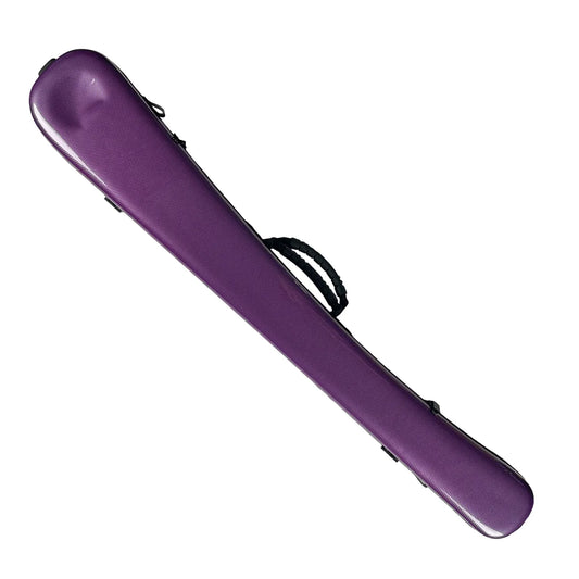 Vivo Bass Bow Case for German/French Bows - Holds 2 Bows - Polycarbonate with Rosin Bag - Textured Purple