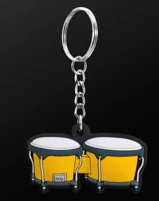 Musician Designer Bongo Yellow Keyring - 3D Music Keychain, Durable PVC, Gift Envelope, One in a Pack