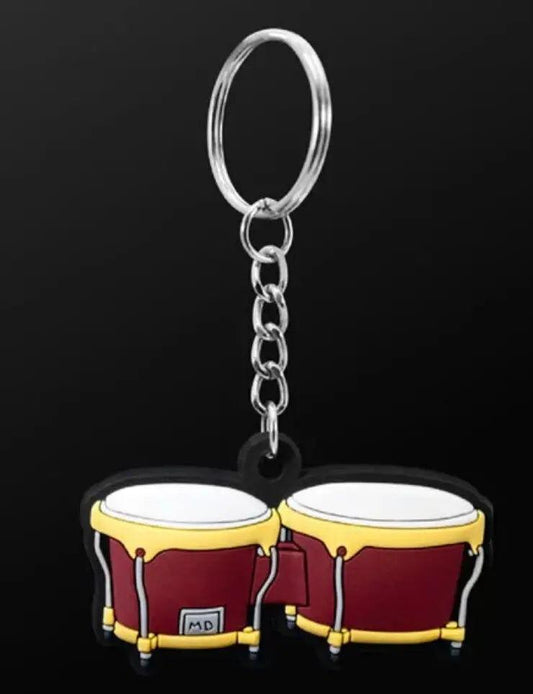 Musician Designer Bongo Brown Keyring - 3D Music Keychain in PVC, Durable & Eco-Friendly, Packed with Gift Envelope, One in a Pack