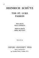 St Luke Passion Vocal Sheet Music