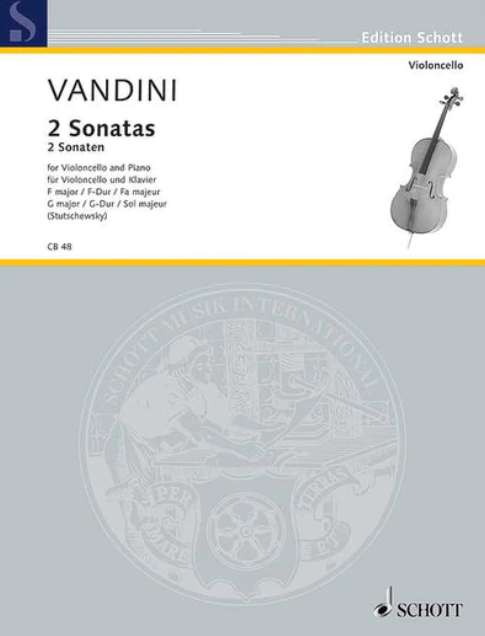 Vandini 2 Sonatas Cello Piano Accompaniment Schott SCCB48