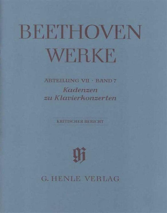 Cadenzas in the Piano Concertos Full Score - Beethoven Ludwig van - Henle