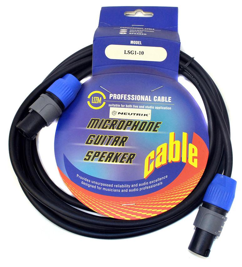 Leem 10ft Speaker Cable with Speakon Female Connectors, 16 AWG, Neutrik NL2FC