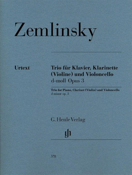Zemlinsky Trio in D Minor Op 3 for Clarinet, Cello, and Piano Henle HN578