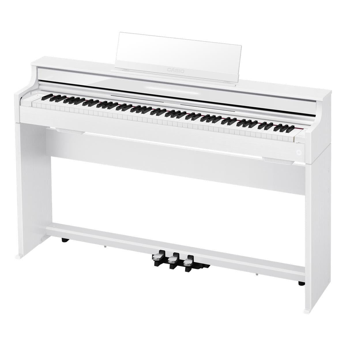 Casio APS450WE Celviano Digital Piano - White, Bluetooth, Smart Hybrid Hammer Action, 256-note Polyphony, 26 Voices, Wireless MIDI & Audio Adaptor