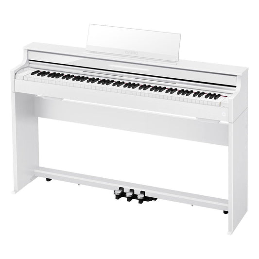 Casio APS450WE Celviano Digital Piano - White, Bluetooth, Smart Hybrid Hammer Action, 256-note Polyphony, 26 Voices, Wireless MIDI & Audio Adaptor