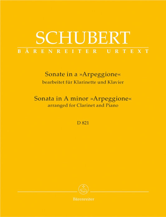 Arpeggione Sonata in A Minor D 821 for Clarinet and Piano Sheet Music
