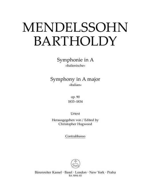 Symphony in A Major Op 90 for Double Bass Orchestra by Mendelssohn, Edited by Hogwood