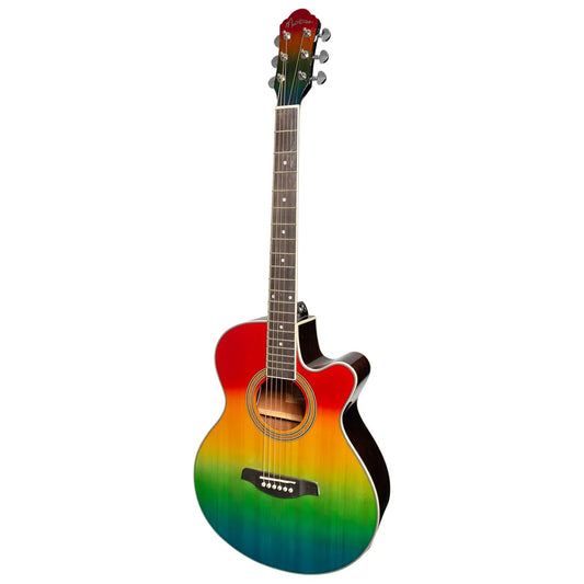 Martinez MFC-41 '41 Series' Folk Size Cutaway Acoustic-Electric Guitar Rainbow Burst