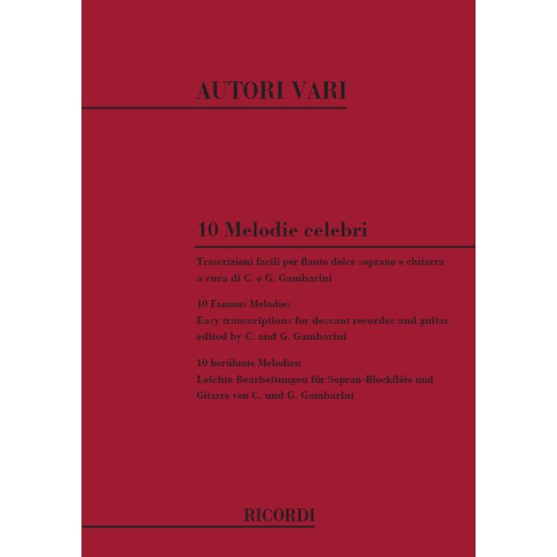 10 Melodie Celebri Trascrizioni Facili Book