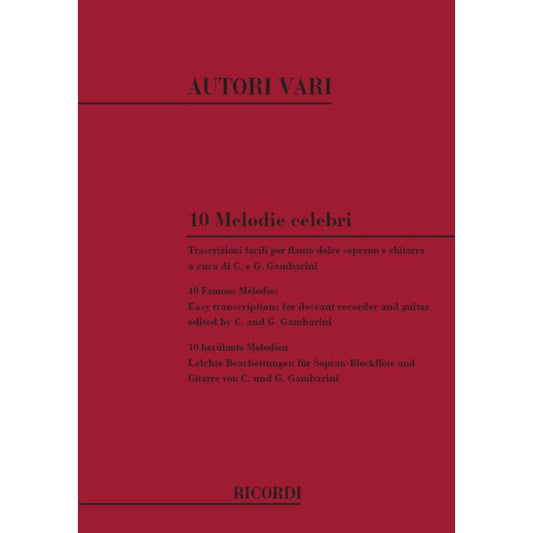 10 Melodie Celebri Trascrizioni Facili Book