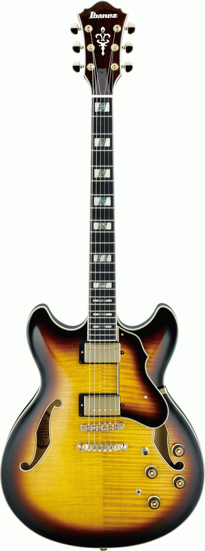 Ibanez AS153 Artstar Model Semi Hollow Electric Guitar W/Case (Antique Yellow Sunburst)