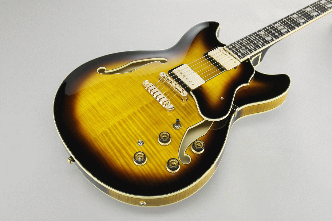 Ibanez AS153 Artstar Model Semi Hollow Electric Guitar W/Case (Antique Yellow Sunburst) — view 3