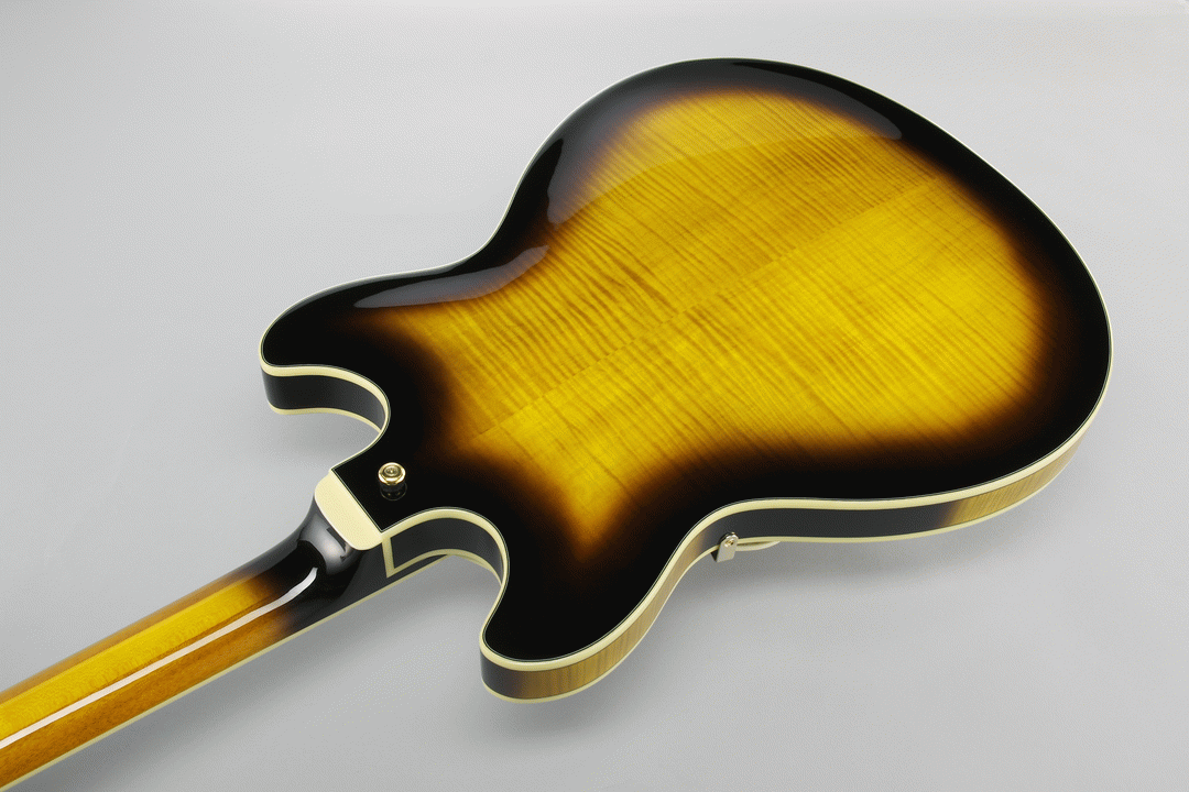 Ibanez AS153 Artstar Model Semi Hollow Electric Guitar W/Case (Antique Yellow Sunburst) — view 2
