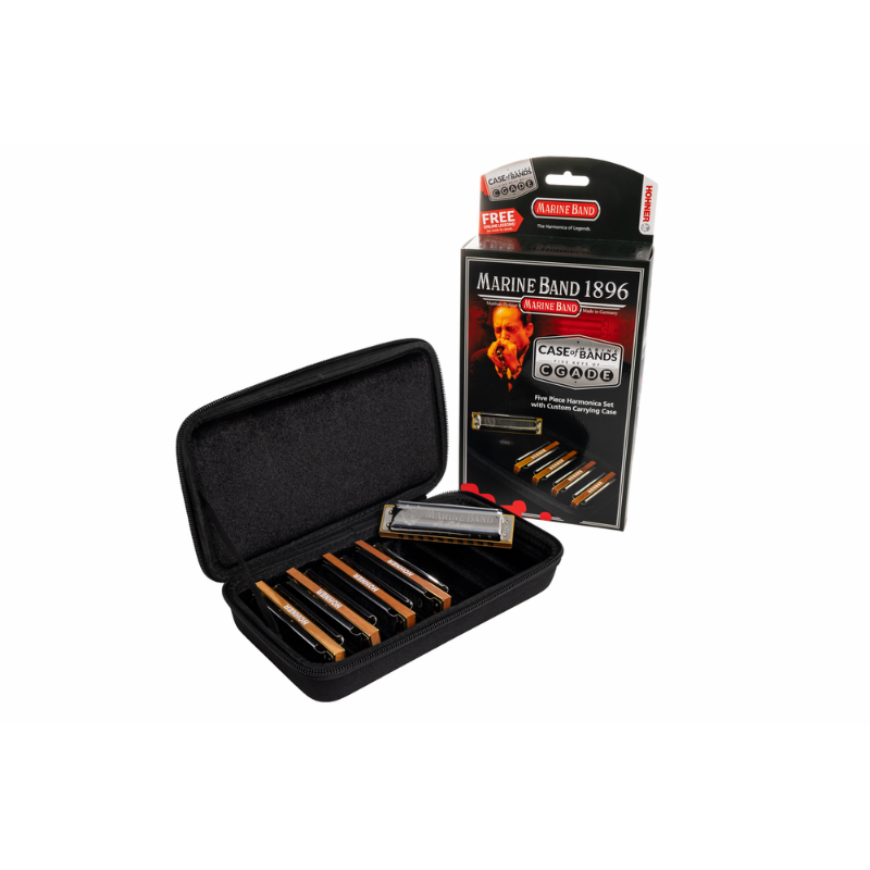 Hohner Marine Band 1896 Harmonica 5-Pack in C, D, E, G, A Major — view 2