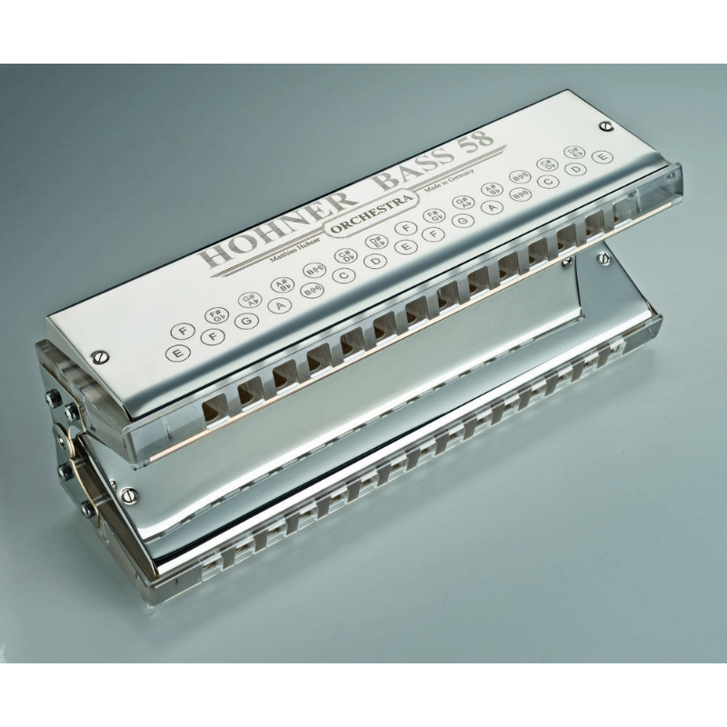 Hohner Bass 58 Harmonica - Short Bass Model with Range E2 - E4, Professional Construction, Rich Sound, Integrated Mouthpiece, Easy Maintenance