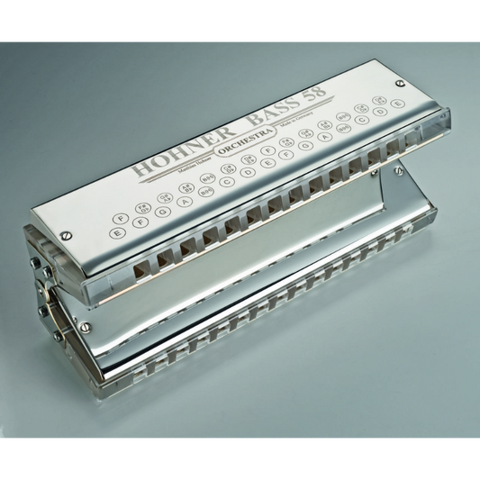 Hohner Bass 58 Harmonica - Short Bass Model with Range E2 - E4, Professional Construction, Rich Sound, Integrated Mouthpiece, Easy Maintenance