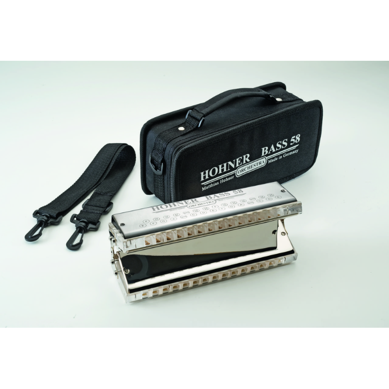 Hohner Bass 58 Harmonica - Short Bass Model with Range E2 - E4, Professional Construction, Rich Sound, Integrated Mouthpiece, Easy Maintenance — view 2