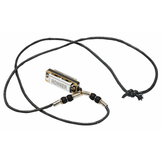 Hohner Mini Harmonica Necklace Black - Portable Playable Miniature Harmonica