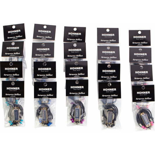 Hohner Mini Harmonica Necklace - 20 Pack, Portable Diatonic Octave Playable