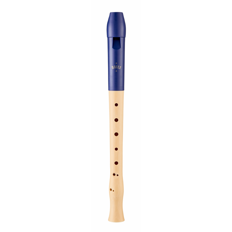 Moeck Flauto 1 Plus Double Hole Recorder - Blue Plastic Headjoint, Maple Wood Lower Joint, Baroque Fingering