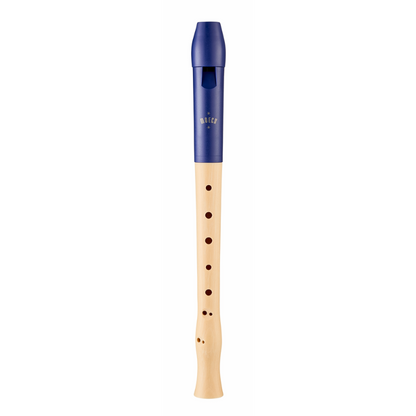Moeck Flauto 1 Plus Double Hole Recorder - Blue Plastic Headjoint, Maple Wood Lower Joint, Baroque Fingering