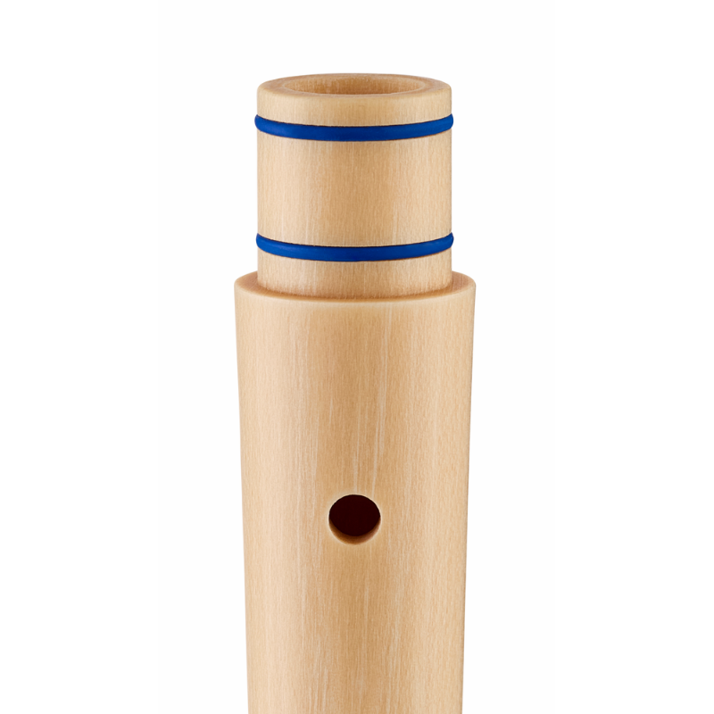 Moeck Flauto 1 Plus Double Hole Recorder - Blue Plastic Headjoint, Maple Wood Lower Joint, Baroque Fingering — view 3