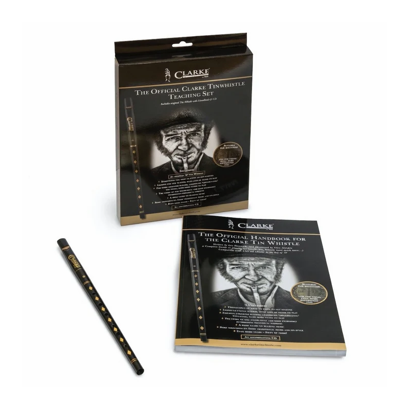 Clarke Tin Whistle Teaching Set with Key-of-D Whistle and Instructional Handbook