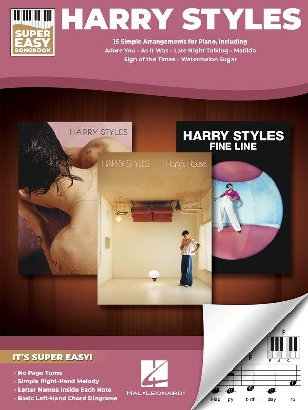 Harry Styles Super Easy Songbook for Piano & Keyboard - 15 Favorites from Solo Albums, E-Z Play Format, 32 Pages
