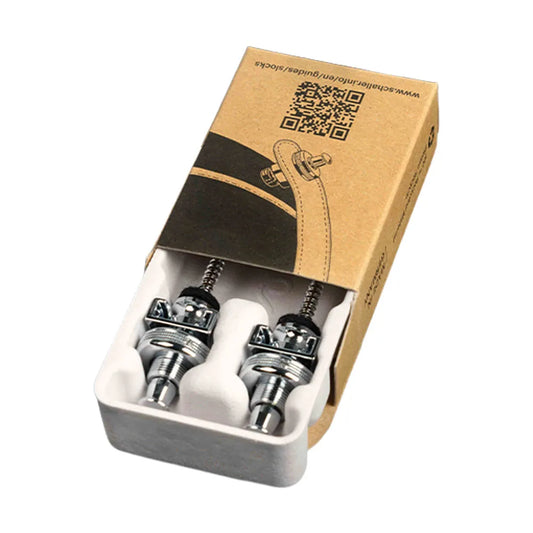 Schaller S-Locks M Strap Locks Pair 14010201 - Chrome, One-Piece Hardened Steel, Triple Security Architecture, Compatible with Schaller Security Locks