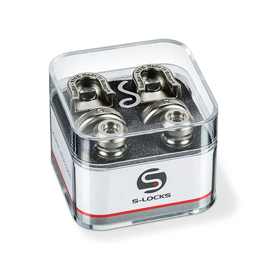 Schaller S-Locks M (Pair) 14010701 - Satin Pearl Strap Locks with Lock-Wheel and Ergonomic Operation