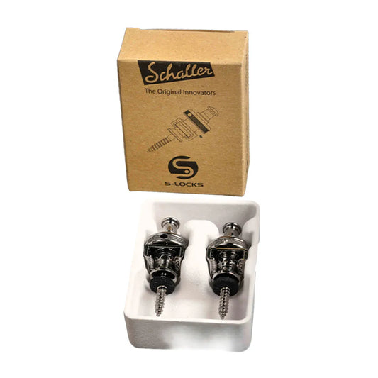 Schaller S-Locks M Pair 14010401 BlackChrome Strap Locks for Guitars