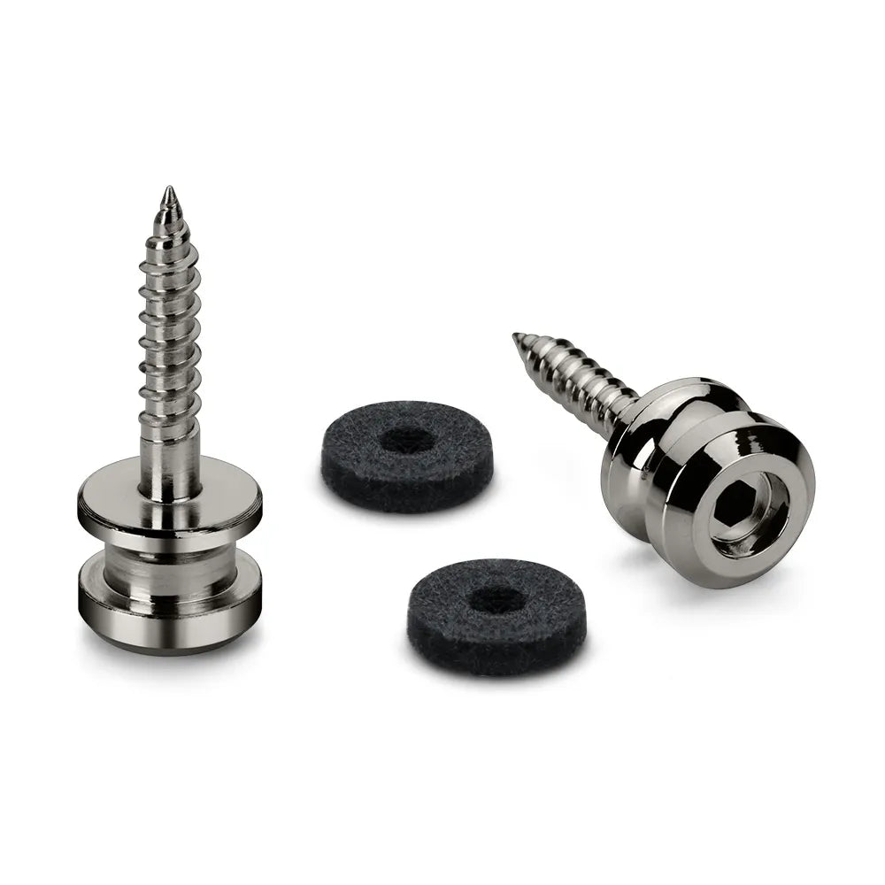 Endpins Pair for Schaller S-LOCKS Medium Ruthenium Strap Button in Hardened Steel with Felt Washers