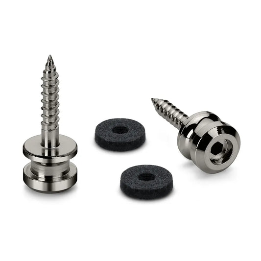 Endpins Pair for Schaller S-LOCKS Medium Ruthenium, Solid One-Piece Strap Button, Hardened Steel, Includes Felt Washers