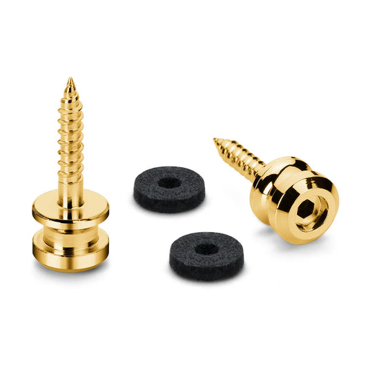 Endpins Pair for Schaller S-LOCKS Medium Gold - Solid One-Piece Strap Button in Hardened Steel