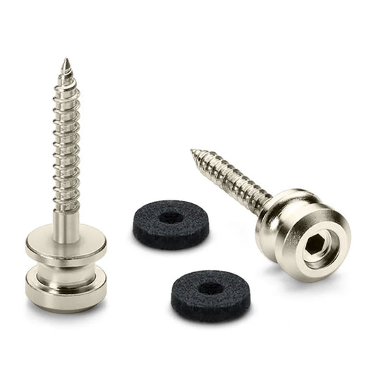 Endpins Pair for Schaller S-LOCKS Large Satin Pearl Strap Button in Hardened Steel with Felt Washers