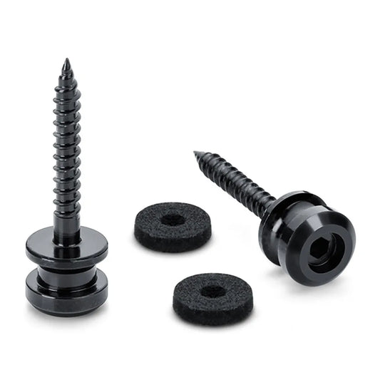 Endpins Pair for Schaller S-LOCKS Large Black - Hardened Steel Strap Button with Felt Washers
