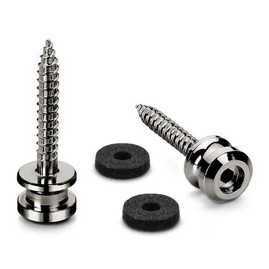 Endpins Pair for Schaller S-LOCKS Large Ruthenium Strap Button in Hardened Steel with Felt Washers