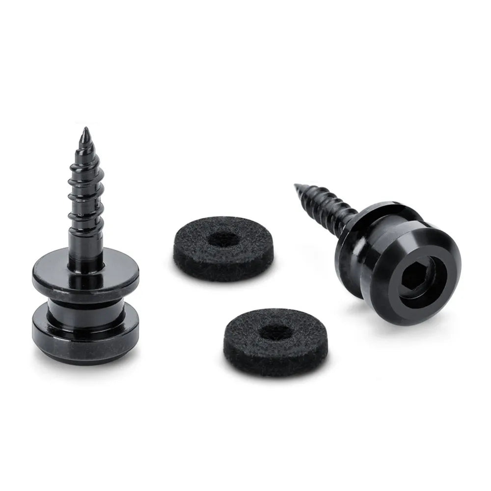 Endpins Pair for Schaller S-LOCKS Short Black Solid Steel with Felt Washers
