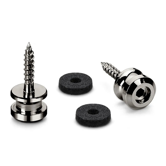 Endpins Pair for Schaller S-LOCKS Short Ruthenium Strap Button in Hardened Steel with Felt Washers