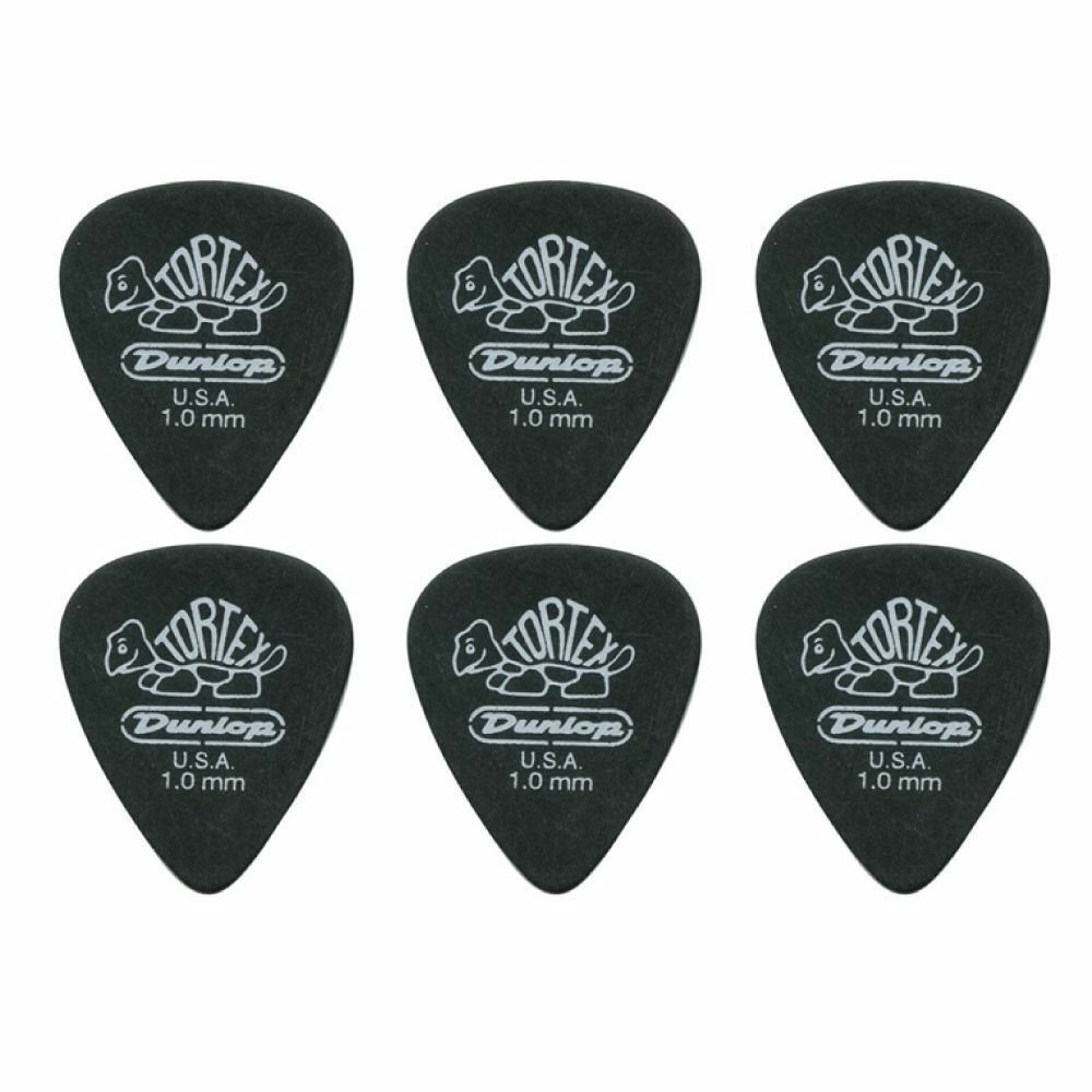6 x Jim Dunlop Tortex Pitch Black 1.0MM Guitar Picks 488R Free Shipping