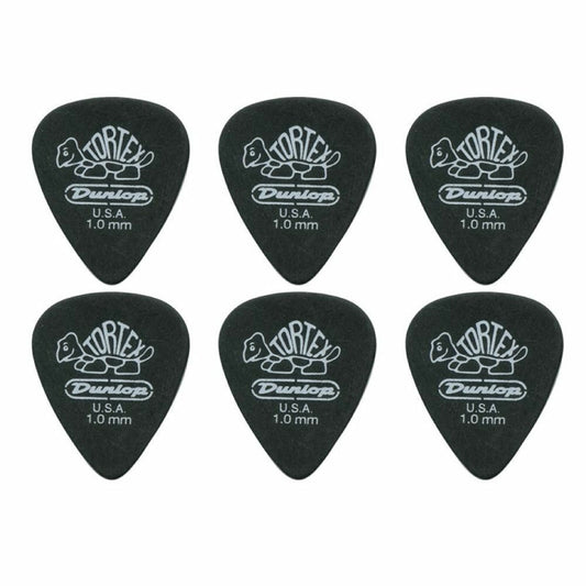 6 x Jim Dunlop Tortex Pitch Black 1.0MM Guitar Picks 488R Free Shipping